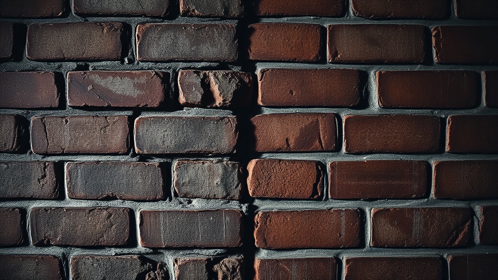 Tuckpointing in progress showing freshly tooled mortar joints on a brick wall.