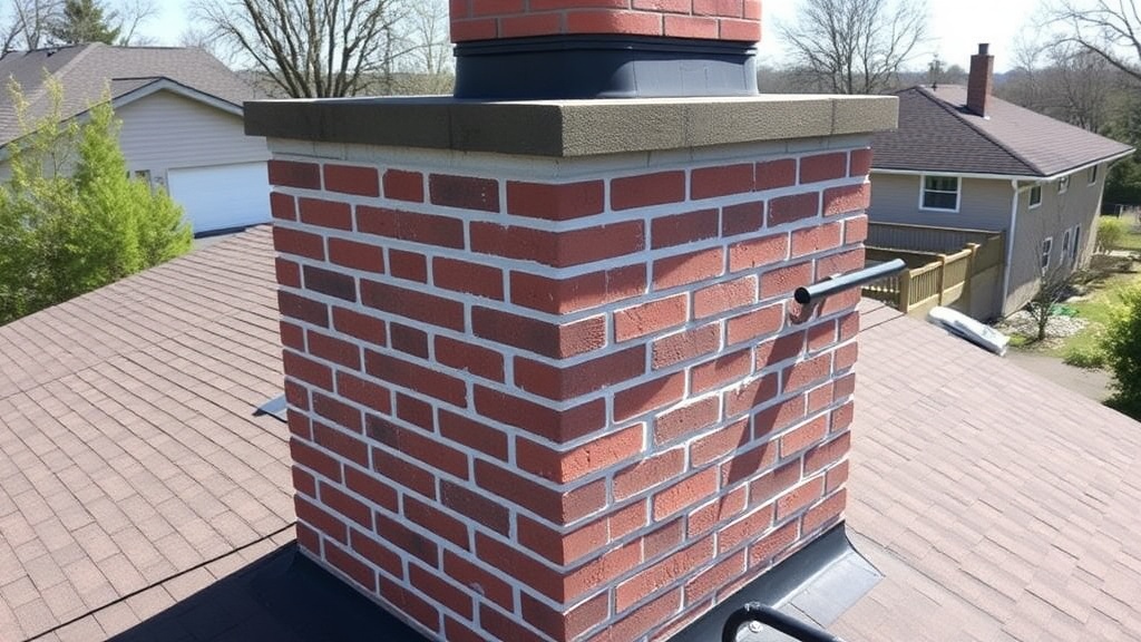 Chimney Tuckpointing - 1960s Ranch Home - completed work by Delta Masonry